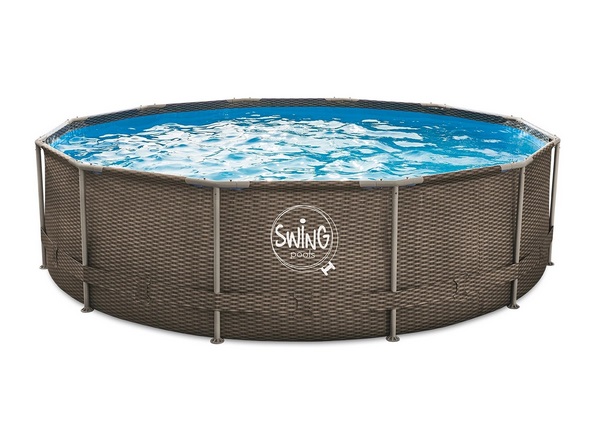 Swing Elite 427x107cm fémvázas barna RATTAN mintás medencetest