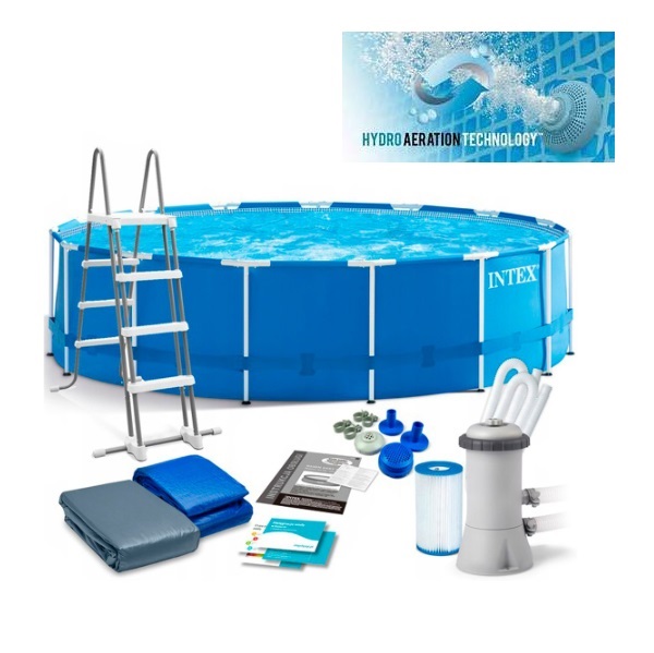 Intex 457x122cm fémvázas medence szett 3,8m3/h vízforgatóval Metal Frame Pools 28242