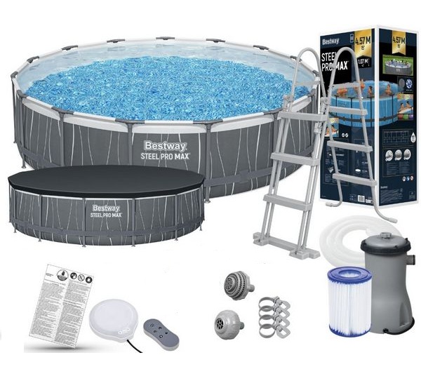 Bestway 457x107cm Steel Pro Max fémvázas medence szett 3m3/h vízforgatóval BW 561GD
